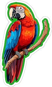 Macaw Sticker 4 Inch Parrot Macaw Lover Colorful Bird Tropical Bird - Waterproof Animal Vinyl Decal for Laptop Water Bottle Car Tumbler - Durable Aesthetic Long-Lasting Stickers for Adults ID44990