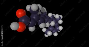 3d chemical structure of retinoic acid molecule, retinol, rendered as footage with transparent background (alpha channel), spinning in infinite seamless loop in 4K, UHD, 2160p resolution.