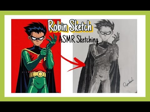 ASMR sketching Robin from Teen Titans