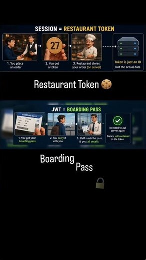 JWT vs Session explained using REAL LIFE examples 😳#shorts