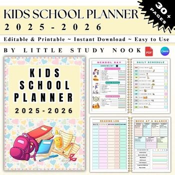 Editable School Planner for Kids | Back to School Schedule, To-Do List & Calenda