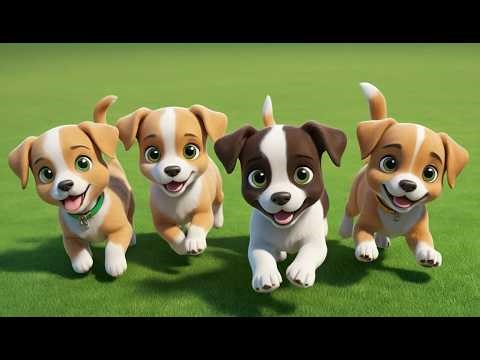 Five Little Puppies Play Play Play | Puppy Dog Song & Kids Nursery Rhymes