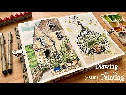 ASMR + Drawing and Watercolor Painting⎪Relaxing Art 🌱