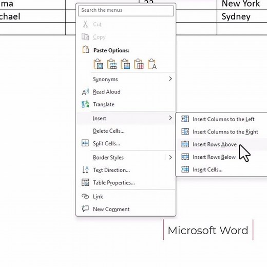 Microsoft Word Adding and Removing Rows and Columns