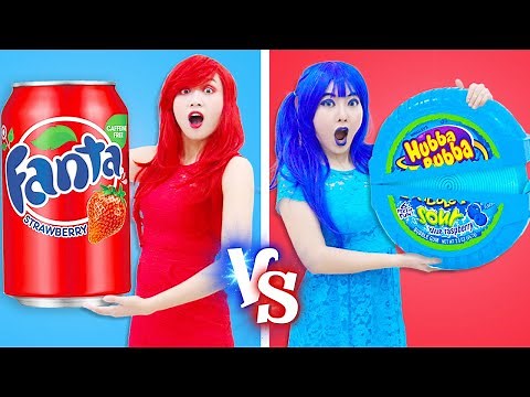 RED VS BLUE COLOR CHALLENGE EATING ONLY ONE COLOR FOR 24 HOURS BY CRAFTY TOUCH