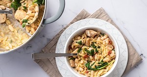 One Pot Orzo Pasta with Chicken (20 Minute Dinner)- Slender Kitchen