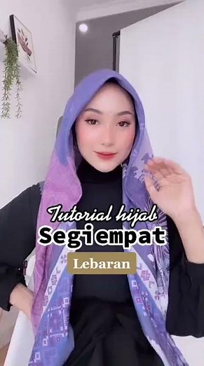 Tutorial hijab segi empat Lebaran simple