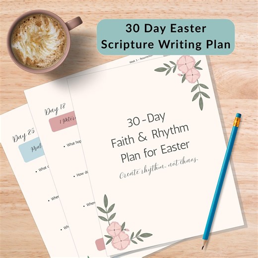 30-Day Easter Scripture Writing Plan Printable | Bible Study PDF | Easter Devotional | Scripture Writing Journal | Faith Planner Pages