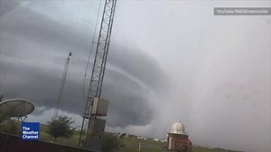 You hear meteorologists talk about supercell thunderstorms and rotation — here’s what that looks like in real life. This video is from Brownsville, Texas, on Monday. | The Weather Channel