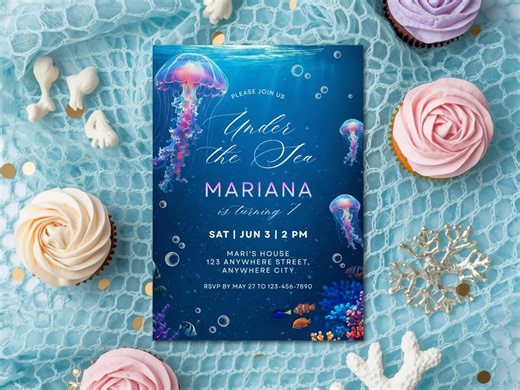 Under the Sea Birthday Invitation Template, Ocean Party Invite for Boys or Girls - Etsy