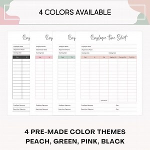 Employee Time Sheet Editable Canva Digital Template - Printable Time Card - Work Schedule Tracker - Work Log - Employee Timekeeping Sheet - Etsy