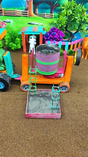 Mini Cement Mixer Machine on Wheels | DIY Tiny House Foundation#shorts#youtubeshorts