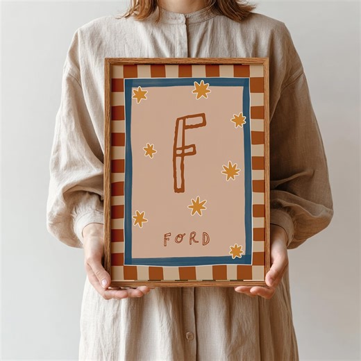 Modern Monogram Printable – Personalized Gift, Custom Initial Print for Kids Name Art (digital Download) - Etsy