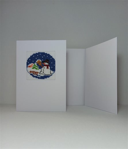 Handmade Christmas Card – Cross Stitch Snowman Winter Scene, Embroidered Holiday Greeting - Etsy UK