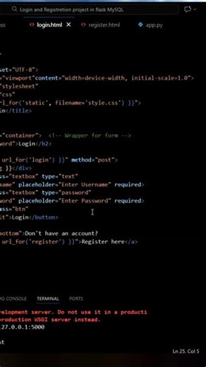 code for the login file in the templates folder