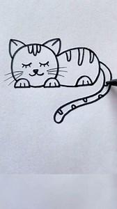 284K views · 2.1K reactions | Cute sleeping cat  drawing tutorial  . #artwork #ArtForKids #reelsfacebook #viralreelsシ | Easy drawing for kids24 | Facebook