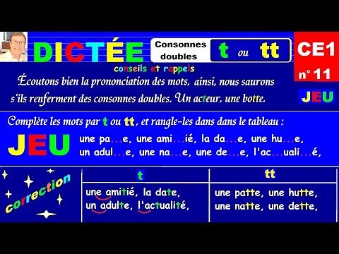 Independent dictation exercise for CE1 (Grade 1) - Double consonant t or tt #11