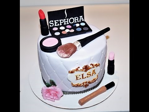 Cake decorating tutorials | how to make fondant Makeup Cake Topper | Sugarella Sweets
