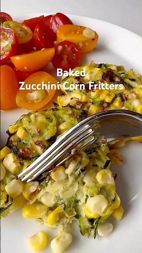 Baked Zucchini Corn Fritters #vegetarianrecipes #healthyeating #zucchini #summerrecipes