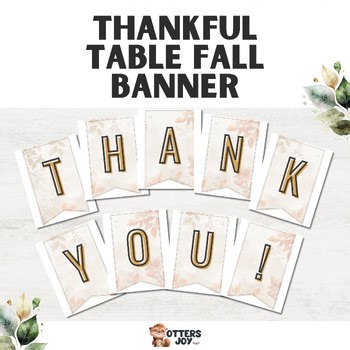 Thankful Table Banner Printable: Farmhouse Table Garland, Farmhouse Table Center