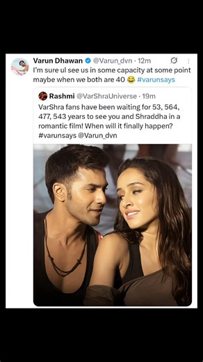R on Instagram: "eagerly waiting 😭❤️ #varundhawan #shraddhakapoor #varshra #varunshraddha #wewantvarshraback"