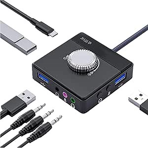 Amazon.com: PEIYUI Max External Sound Card, USB Audio Adapter for PC Windows, Mac, Linux, Laptops, Desktops, Stereo Sound Card with 3.5mm Interface & USB Interface, Volume Control, Plug & Play (6-in-1, Black) : Electronics