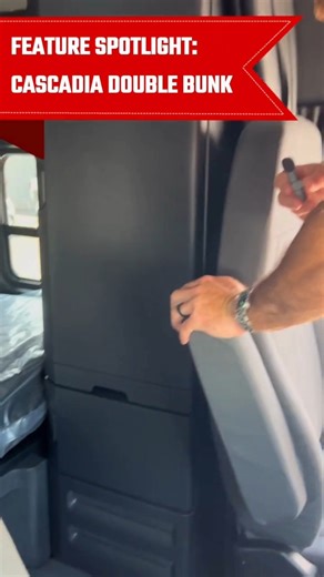 Take a closer look at the double bunk setup in this Freightliner Cascadia sleeper.​ The upper bunk includes a built-in ladder, making it easier and safer to access, especially compared to setups without one.​ Comfort and safety matter, even when you're off the road.​ What other features would you like to learn more about? ​ #SelecTrucks #FreightlinerCascadia #SleeperCab#DoubleBunk #UsedTrucks | SelecTrucks