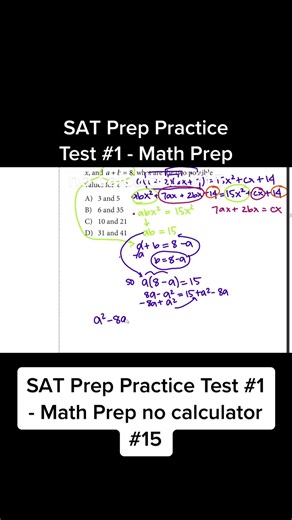 SAT Prep Practice Test #1 - Math Equation Analysis