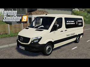 FS19 - WORKING as a TAXI DRIVER with Mercedes-Benz Sprinter - Car mod for Farming Simulator 2019