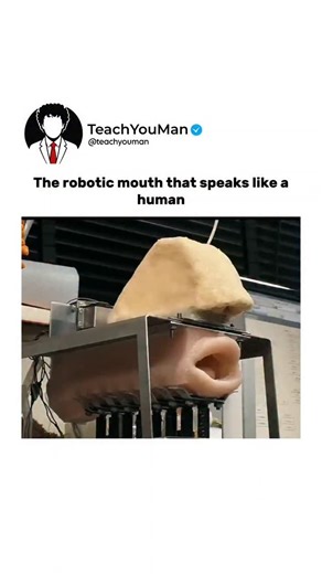 @teachyouman on Instagram: "The robotic mouth that speaks like a human 🤖🗣️ Every movement, every word, perfectly mimics natural speech—showing how robotics and AI are bridging the gap between machines and humans. A glimpse into the future of communication, where technology truly talks back. 💡✨ This video is for educational purposes only. DM for credit/ removal. #Robotics #AI #HumanLikeTech #FutureOfCommunication #EngineeringMarvels HowItWorks"