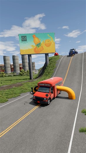 Tractor & Capsule Bus vs Giant Pipe BeamNG.drive #kidsgamertech #beamngdrive #shorts