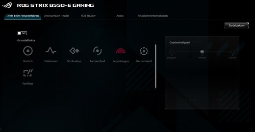 Armoury Crate cannot save shutdown effect setting