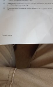 2.3 Draw an ogive (cumulative frequency curve) to represent the... | Filo