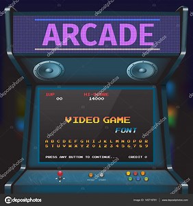 Arcade Video Game Font. 8 bit font. Arcade Retro Machine.