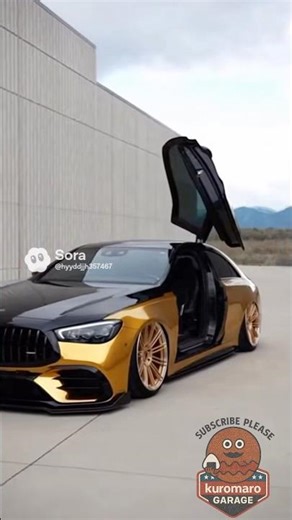 A gold and black two-tone Mercedes-Benz with gullwing doors. • #MercedesBenz #Mercedes • #TwoTone