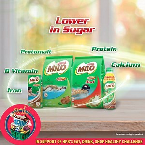 3.6K views · 32 reactions | MILO is lower in sugar and has the nutrition of milk and vitamins. Starts your day with a cup of MILO for energy to go further! Purchase healthier choice products to earn sure-win rewards with Health Promotion Board's Eat,Drink, Shop Healthy Challenge, from now till 26 Oct! Find out more: gethealthy.sg/eatdrinkshop | Nestlé | Facebook
