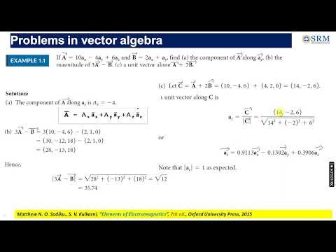 21ECC205T EMT Session 2: Problem solving in vector algebra