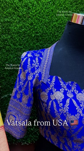 THE KNOTS by Amulya Gowda on Instagram: "“Royal blue brocade blouse with golden floral motifs and a unique scalloped neckline – a perfect blend of tradition and modern elegance ✨💙” #RoyalBlue #DesignerBlouse #BlouseDesign #EthnicWear #SareeBlouse #TraditionalWithATwist #BrocadeBlouse #GoldWork #BlouseGoals #BlouseStyle #EthnicChic #RegalLook #IndianFashion #EthnicElegance #BoutiqueStyle #EthnicVibes #CoutureDetails #IndianCouture #FestiveFashion #StyleInspiration #HandmadeWithLove #FashionBouti
