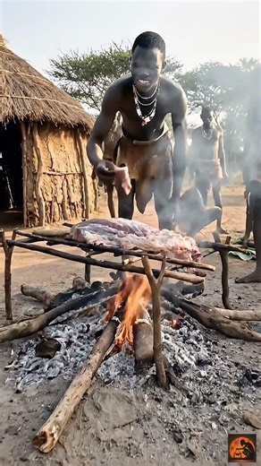 Tribal Tribe Butchers and Cooks Python in the Village 🐍🔥 #africa #primitivecooking #triballife