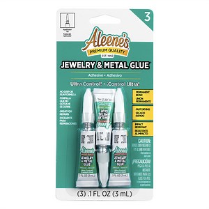 Aleene's Jewelry & Metal Glue 0.1 fl oz 3 Pack, Dries Clear, Permanent Bond