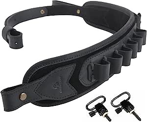 WAYNE'S DOG Leather Gun Sling Shell Holder Hunting Rifle Sling with Handle Strap for .308 .357 .30-30 .45-70 12GA