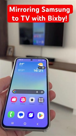 Mirroring Samsung Galaxy to TV with Bixby! #samsungtips #bixby #smartview #shorts