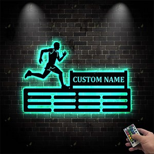 Custom Running Sign: Personalized Medal Hanger, Runner Silhouette Metal Wall Art, Running Decor, Sports Medal Holder - Etsy