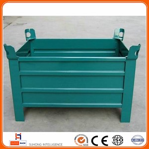 [Hot Item] Euro Standard Heavy Duty Metal Mesh Container Lockable Storage Roll Wire Mesh Cage Steel Pallet Box
