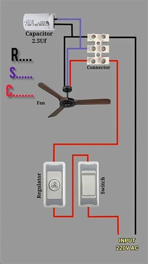 Ceiling Fan Regulator Connection Capacitor Connection #shorts #ceilingfan #electrician #electrical