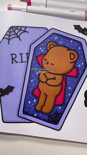 color this cute vampire bear with me!🐻👻 🩷book: Berrie Coloring Cute And Spooky Coloring Book 🤍markers: Ohuhu, Sanjoki [ 🔗 in bio ] #coloring #coloringbook #coloringpage #coloringtut #coloringtutorial #boldandeasycoloring #halloween2024 #ohuhuart