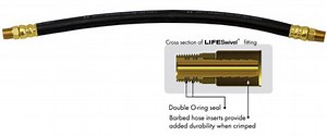 DUAL LIFESWIVEL® LIVE SWIVEL HOSE ASSEMBLIES - 1/2" HOSE I.D. -  DUAL 3/8" LIFESWIVEL® ENDS - Tmi - Dual Lifeswivel® Live Swivel Hose Assemblies - 1/2" Hose I.d. -  Dual 3/8" Lifeswivel® Ends