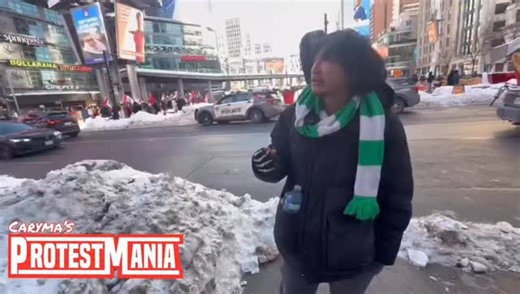 An observer shares his thoughts about the anti-Mark Carney protest and counterprotest at Yonge and Dundas: “These are just people to me… this idiot yelling about something. That idiot [yelling about something]… it’s nothing to me… just an idiot yelling. I’m used to it. I grew up here.” 📸 Jan 31, 2026 #Toronto #ProtestMania Help fund on-the-ground coverage of Canada’s protest circuit and hate industry: ProtestMania.com | Caryma Sa’d