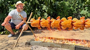 202K views · 5.6K reactions | Roasting chicken on a horizontal spit over an open fire is the ultimate way to get that perfect, smoky flavor! my secret marinade packs a punch and takes this badass dish to the next level  #cooking #chicken #roast | Kanan Badalov | Facebook