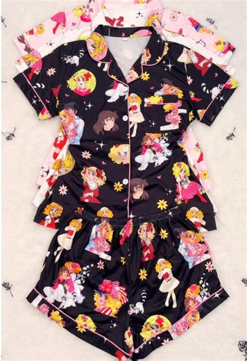 I didn’t expect to love this anime girl set THIS much 💖✨ the retro style is way cuter than I expected and the fabric is so breathable. Perfect for a cozy night in! 🫶🏼🎁 #candycandy #nostalgia #pajamas #summerween #summerwins